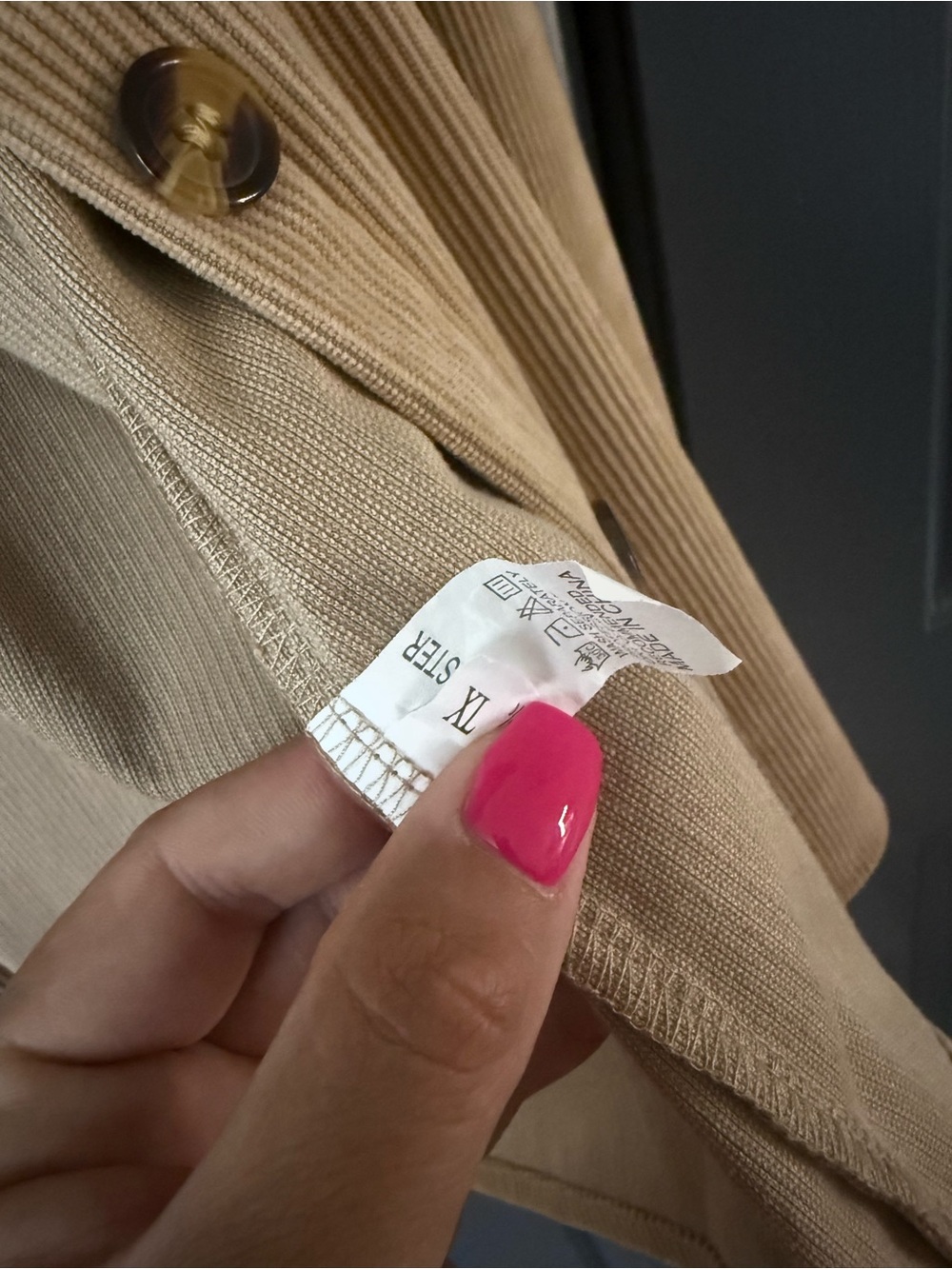 Beige Corduroy Button-Up Shacket - Picture 3 of 3